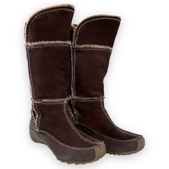 Sporto Shoes - SPORTO Brown Patch Suede Faux Fur Tall Boots Woman’s 9.5